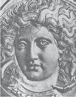 Нимфа Аретуза. Сиракузская монета. Ок. 413 г. до н.э.