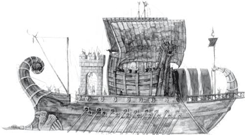 Римский корабль идет в атаку