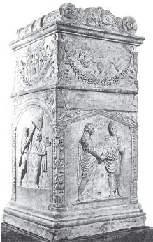 Надгробный алтарь с изображением свадебного обряда