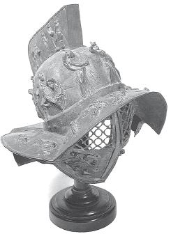 Бронзовый шлем, в который облачали гладиаторов