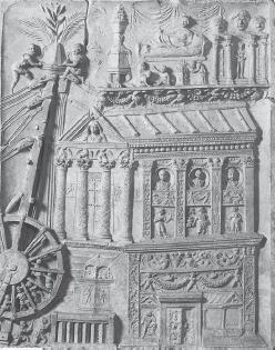 Строительство храма. Мраморный барельеф. 100 г.