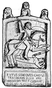Надгробный камень из Глостера с изображением британского