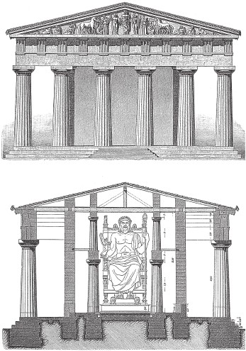 Храм Зевса в Олимпии и фигура Зевса 