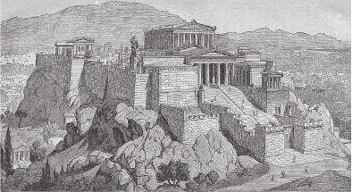 Вид на афинский Акрополь. Реконструкция 