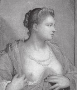 Дж. Тинторетто. Портрет женщины с обнаженной грудью.