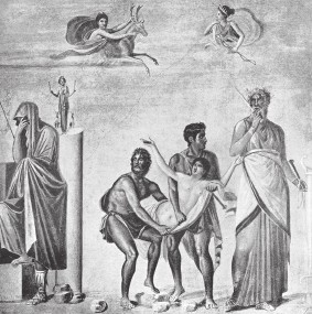 Тиманф. Жертвоприношение Ифигении. Фреска из Помпей