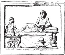Врач и пациент в древнегреческой клинике 