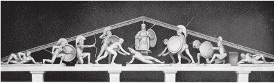 Западный фронтон храма Афины на острове Эгине. Реконструкция