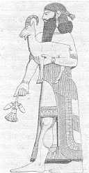 Саргон II с жертвенным козленком. Фрагмент
