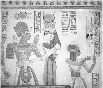 Богиня Исида, фараон Рамсес III и его умерший от эпидемии