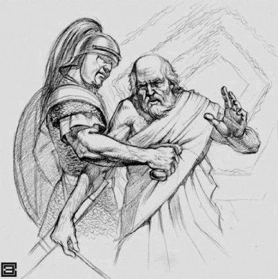 Римский воин убивает Архимеда 